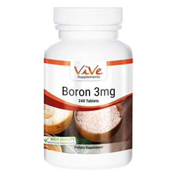 Bor 3mg - Boron - 240 Tabletten - Reinsubstanz - Großpackung - Spurenelement für eine normale Knochendichte und gesunde Gelenke sowie ein gutes Gedächtnis -